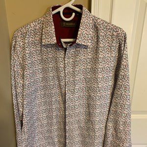 Moderno White, Red, and Black Dress Shirt - Size Medium / 15.5 Neck